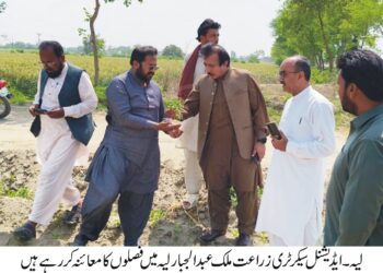 ایڈیشنل سیکرٹری زراعت ملک عبد الجبار نے وزیر اعلیٰ پنجاب کے پروگرامز کی مانیٹرنگ اور کپاس کے ٹارگٹس کے حصول کے لیے لیہ کا دورہ