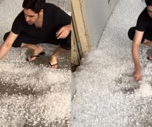 اسلام آباد: سابق کرکٹر عمر گل کی گھر کے باہر سے اولے ہٹانے کی ویڈیو وائرل