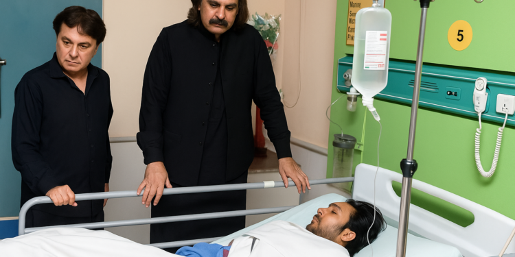 علی امین گنڈاپور نے سی ایم ایچ پشاور کا دورہ ، زخمی سکیورٹی اہلکاروں کی عیادت