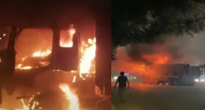 کراچی میں ڈمپر کی ٹکر سے بہن بھائی جاں بحق، والد زخمی، مشتعل شہریوں نے 7 ڈمپر جلادیے