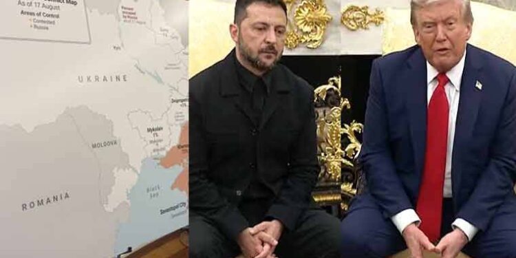 روس یوکرین جنگ :ٹرمپ نے زیلنسکی کو یوکرین کا 20 فیصد چھوٹا نیا نقشہ د ے دیا