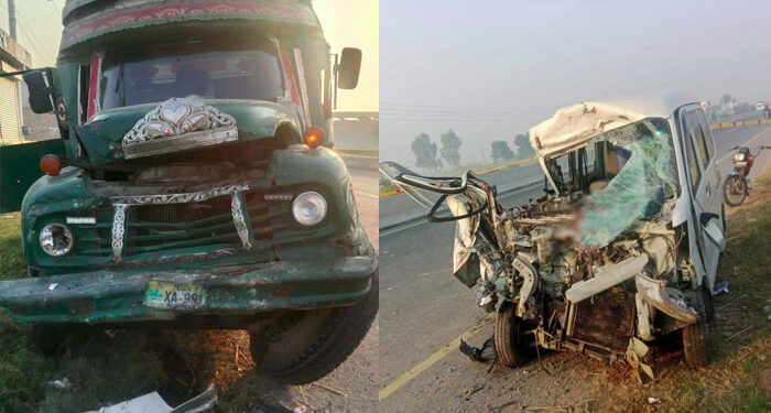 گوجرانوالہ: ٹرک کی وین کو ٹکر سے ایک ہی خاندان کے 5 افراد جاں بحق