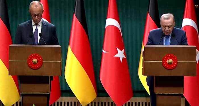 ترک صدر کی اسرائیل کا ساتھ دینے پر جرمن چانسلر کیساتھ پریس کانفرنس میں ان پر تنقید